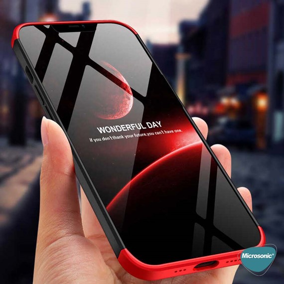 Microsonic Apple iPhone 13 Pro Max Kılıf Double Dip 360 Protective Siyah Kırmızı 4
