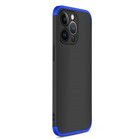 Microsonic Apple iPhone 13 Pro Kılıf Double Dip 360 Protective Siyah Mavi 2