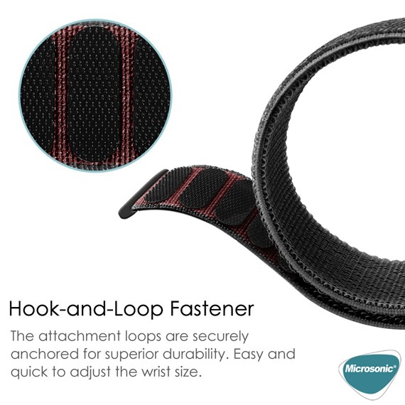 Microsonic Samsung Gear S3 Frontier Hasırlı Kordon Woven Sport Loop Kırmızı 3