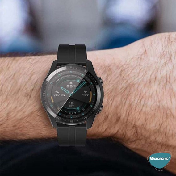 Microsonic Huawei Watch GT2 46mm Kılıf Matte Premium Slim WatchBand Siyah 4