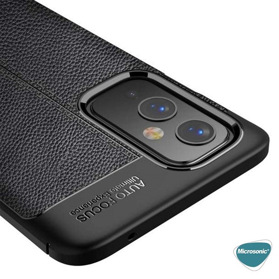 Microsonic OnePlus 9 Kılıf Deri Dokulu Silikon Siyah 3