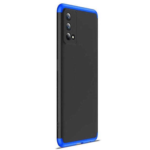 Microsonic Oppo A74 4G Kılıf Double Dip 360 Protective Siyah Mavi 2