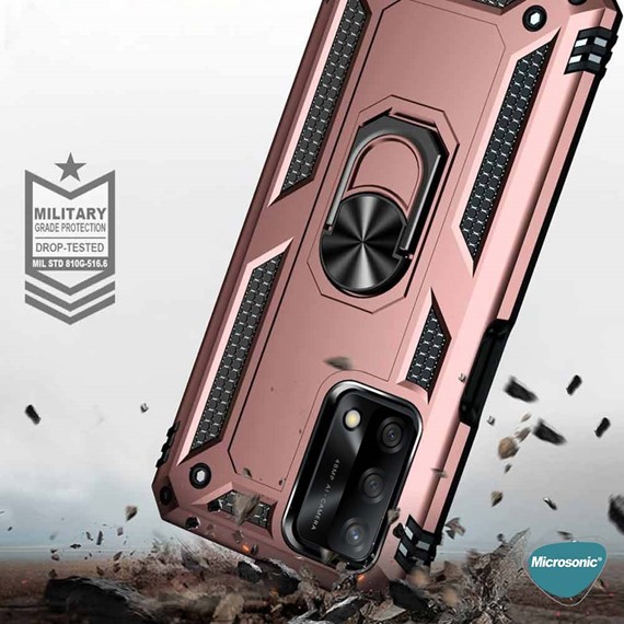 Microsonic Oppo A74 4G Kılıf Military Ring Holder Siyah 5