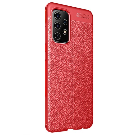 Microsonic Samsung Galaxy A52 Kılıf Deri Dokulu Silikon Kırmızı 2