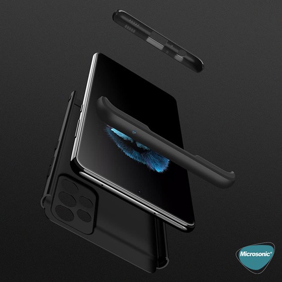 Microsonic Samsung Galaxy A52 Kılıf Double Dip 360 Protective Siyah Gri 3