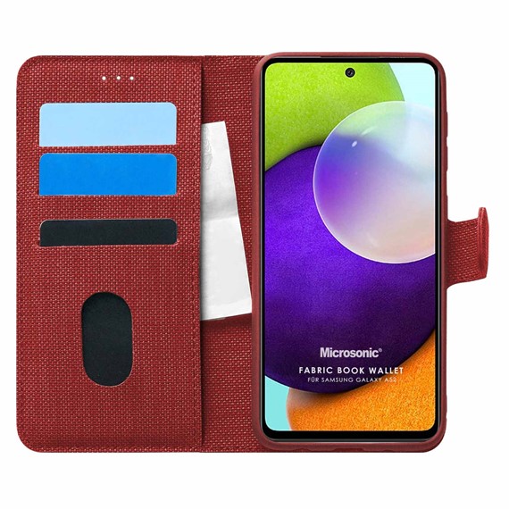 Microsonic Samsung Galaxy A52s Kılıf Fabric Book Wallet Kırmızı 1
