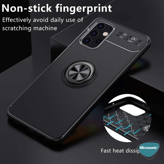 Microsonic Samsung Galaxy A52s Kılıf Kickstand Ring Holder Siyah Rose 7