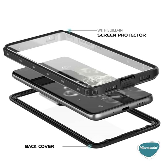 Microsonic Samsung Galaxy S23 FE Kılıf Waterproof 360 Full Body Protective Siyah 4