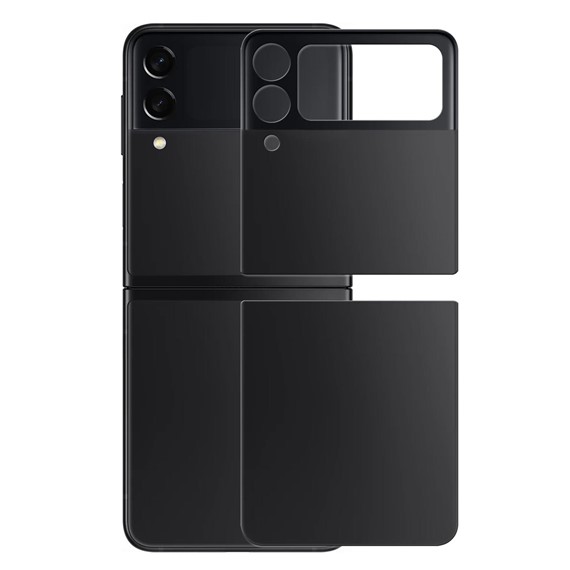 Microsonic Samsung Galaxy Z Flip 3 Arka Tam Kaplayan Temperli Cam Koruyucu Siyah 1