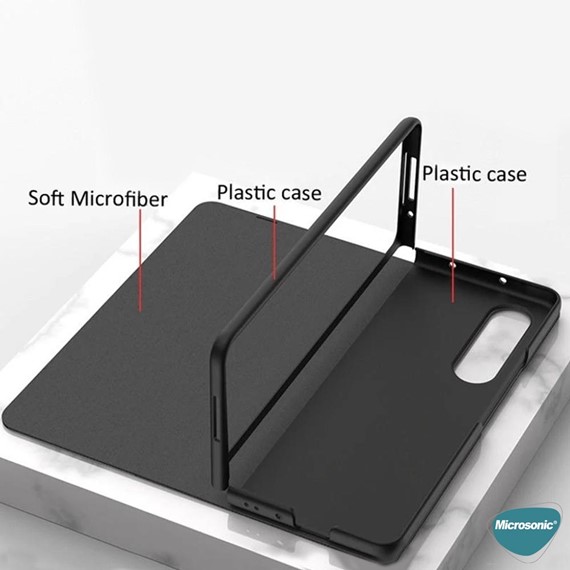 Microsonic Samsung Galaxy Z Fold 3 Kılıf Carbon Fiber BookStyle Siyah 3