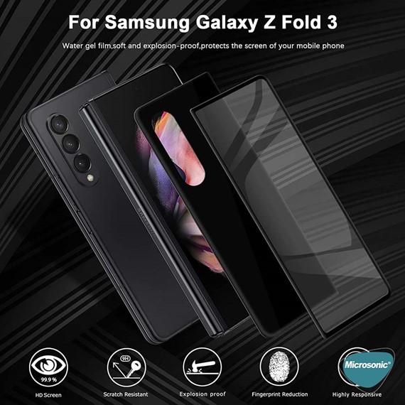 Microsonic Samsung Galaxy Z Fold 3 Ön Arka Tam Kaplayan Temperli Cam Ekran Koruyucu Siyah 4