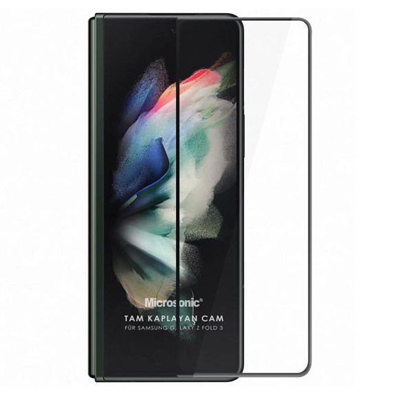 Microsonic Samsung Galaxy Z Fold 3 Tam Kaplayan Temperli Cam Ekran Koruyucu Siyah 1