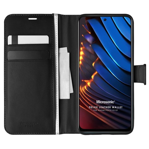 Microsonic Xiaomi Poco X3 GT Kılıf Delux Leather Wallet Siyah 1