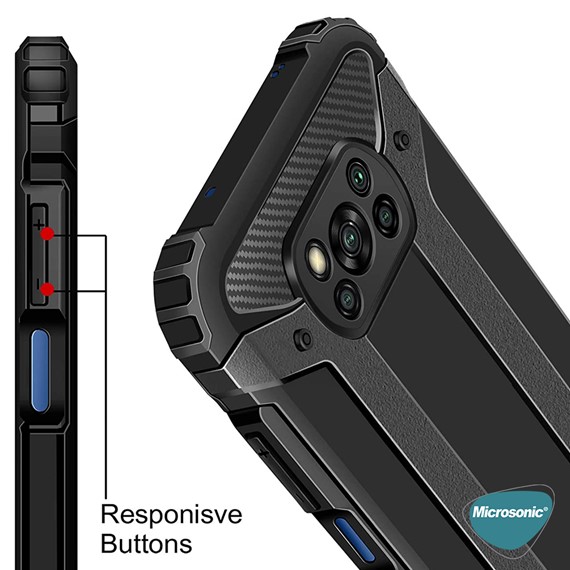 Microsonic Xiaomi Poco X3 Pro Kılıf Rugged Armor Siyah 6