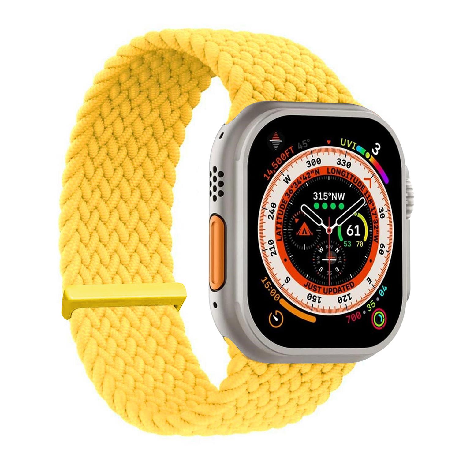 Microsonic Apple Watch SE 2022 40mm Kordon Medium Size 147mm Knitted Fabric Single Loop Sarı