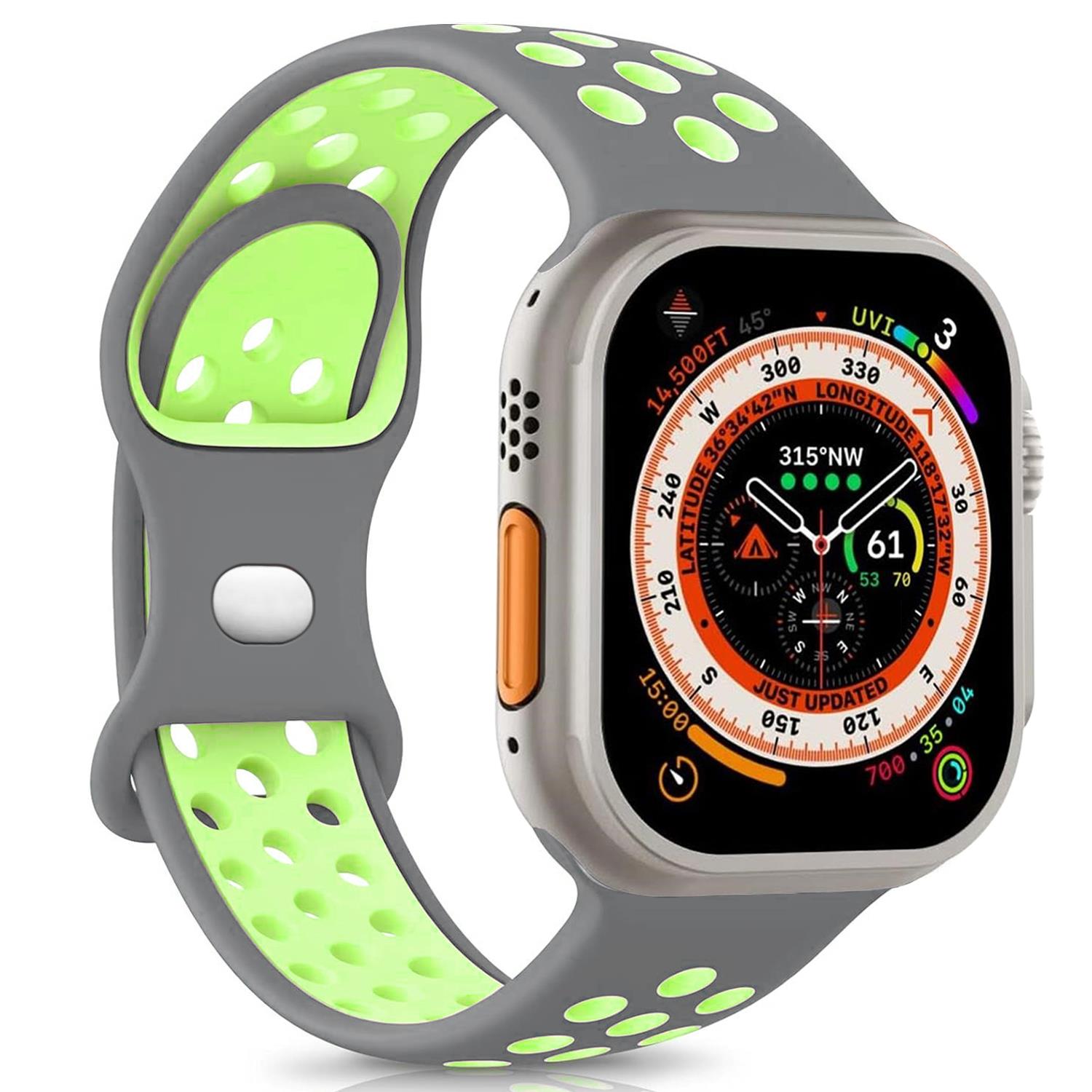 Microsonic Apple Watch SE 2022 40mm Kordon Rainbow Band Gri Yeşil