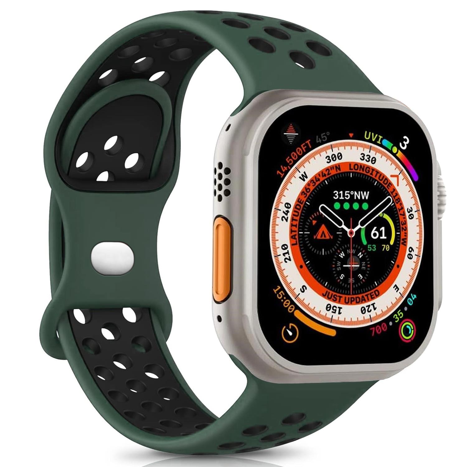 Microsonic Apple Watch SE 2022 40mm Kordon Rainbow Band Yeşil Siyah