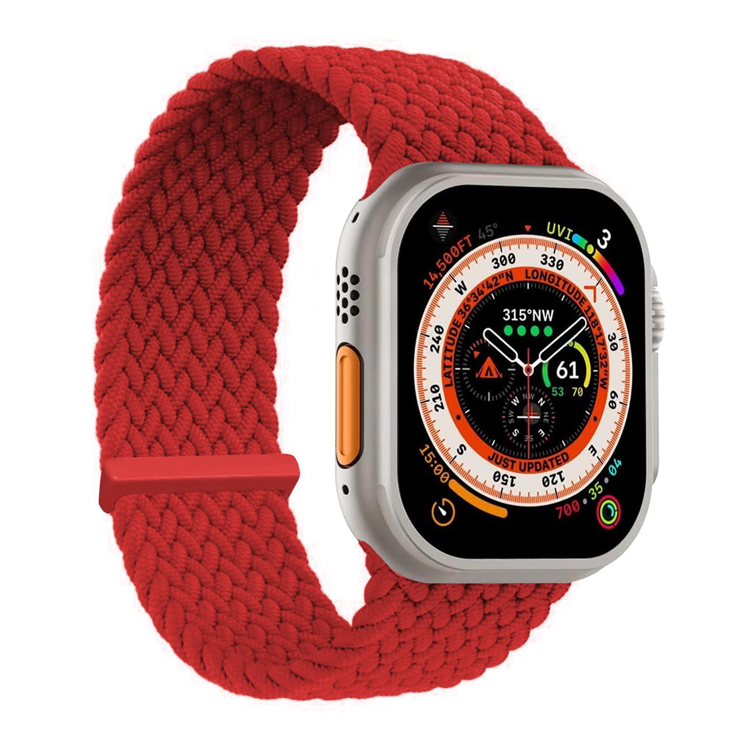 Microsonic Apple Watch SE 2022 40mm Kordon Small Size 127mm Knitted Fabric Single Loop Kırmızı