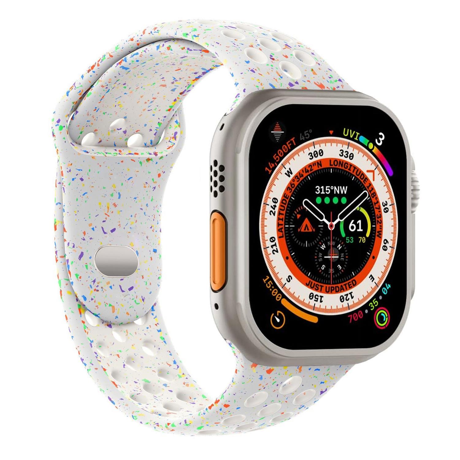 Microsonic Apple Watch SE 2022 44mm Kordon Flame Circle Beyaz