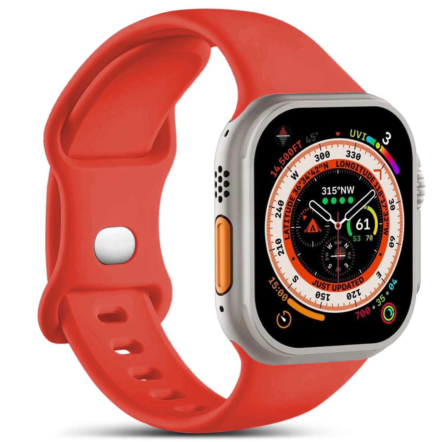 Microsonic Apple Watch SE 44mm Kordon ActiveFlex Wristband Kırmızı