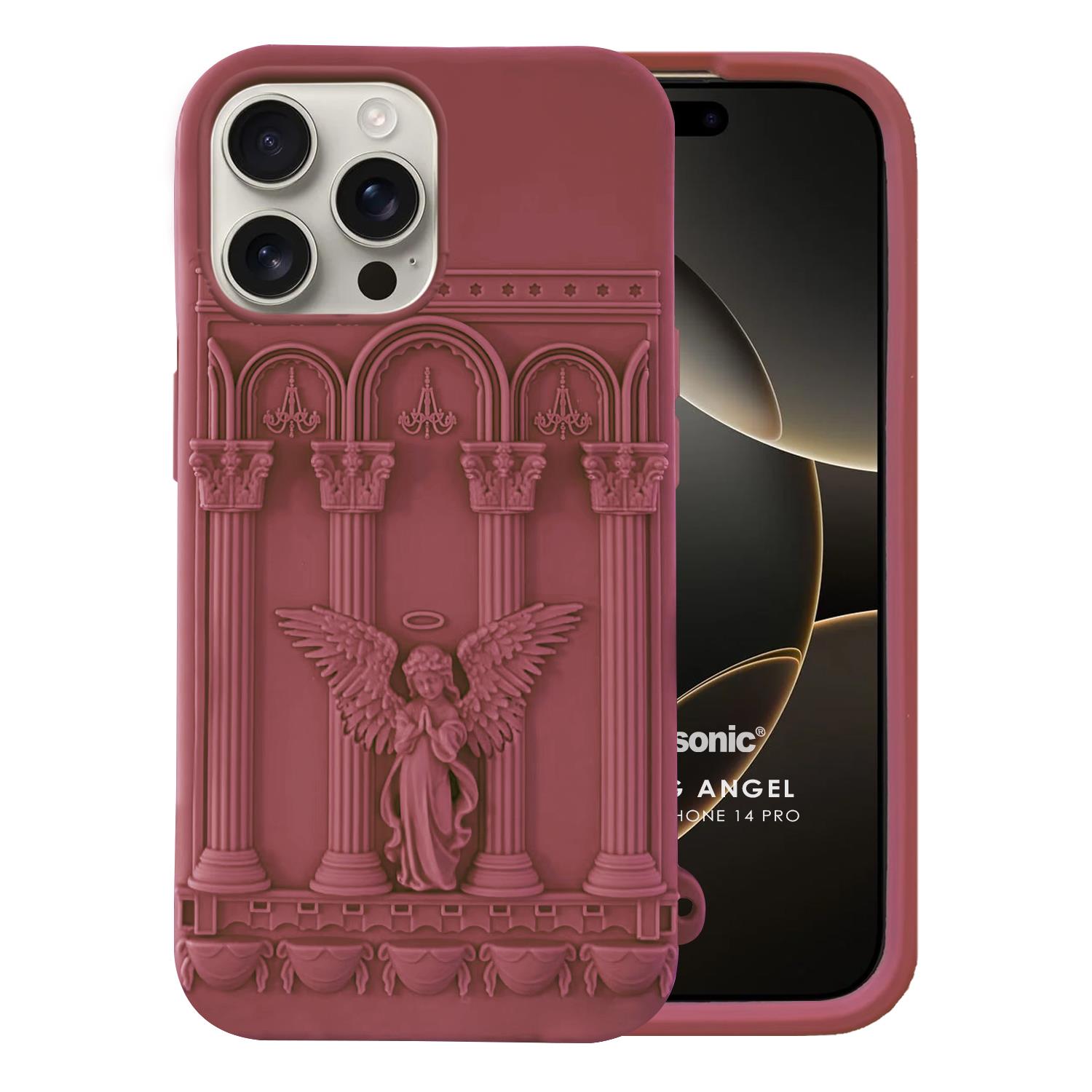 Microsonic Apple iPhone 14 Pro Kılıf Praying Angel Bordo