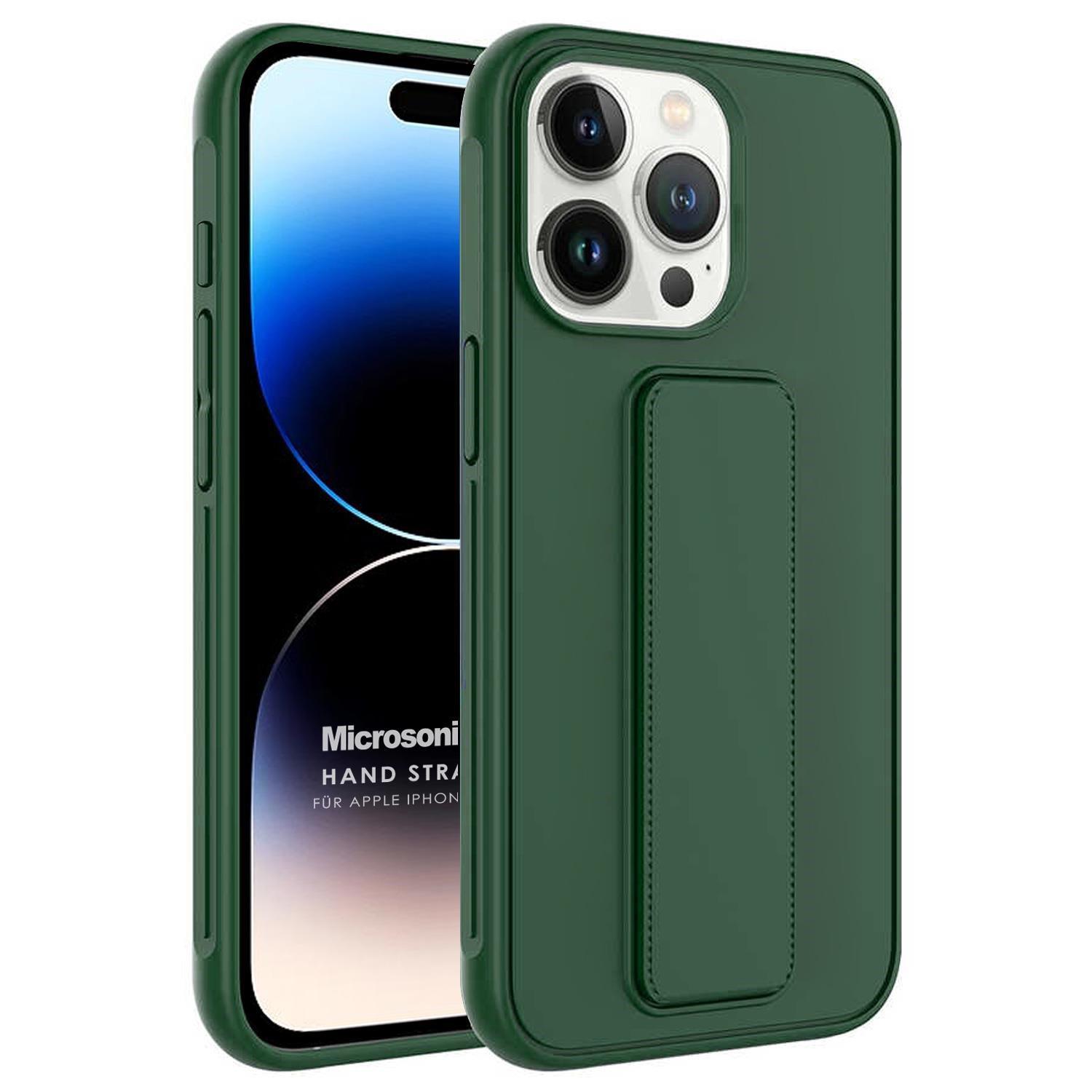 Microsonic Apple iPhone 15 Pro Max Kılıf Hand Strap Koyu Yeşil