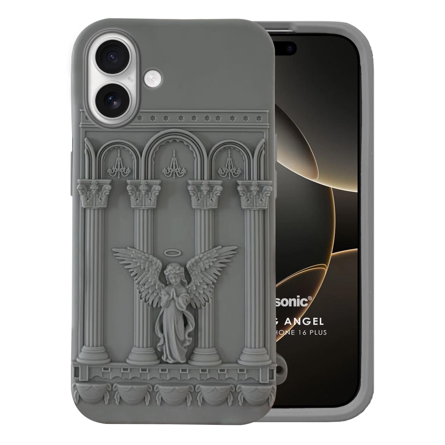 Microsonic Apple iPhone 16 Plus Kılıf Praying Angel Gri