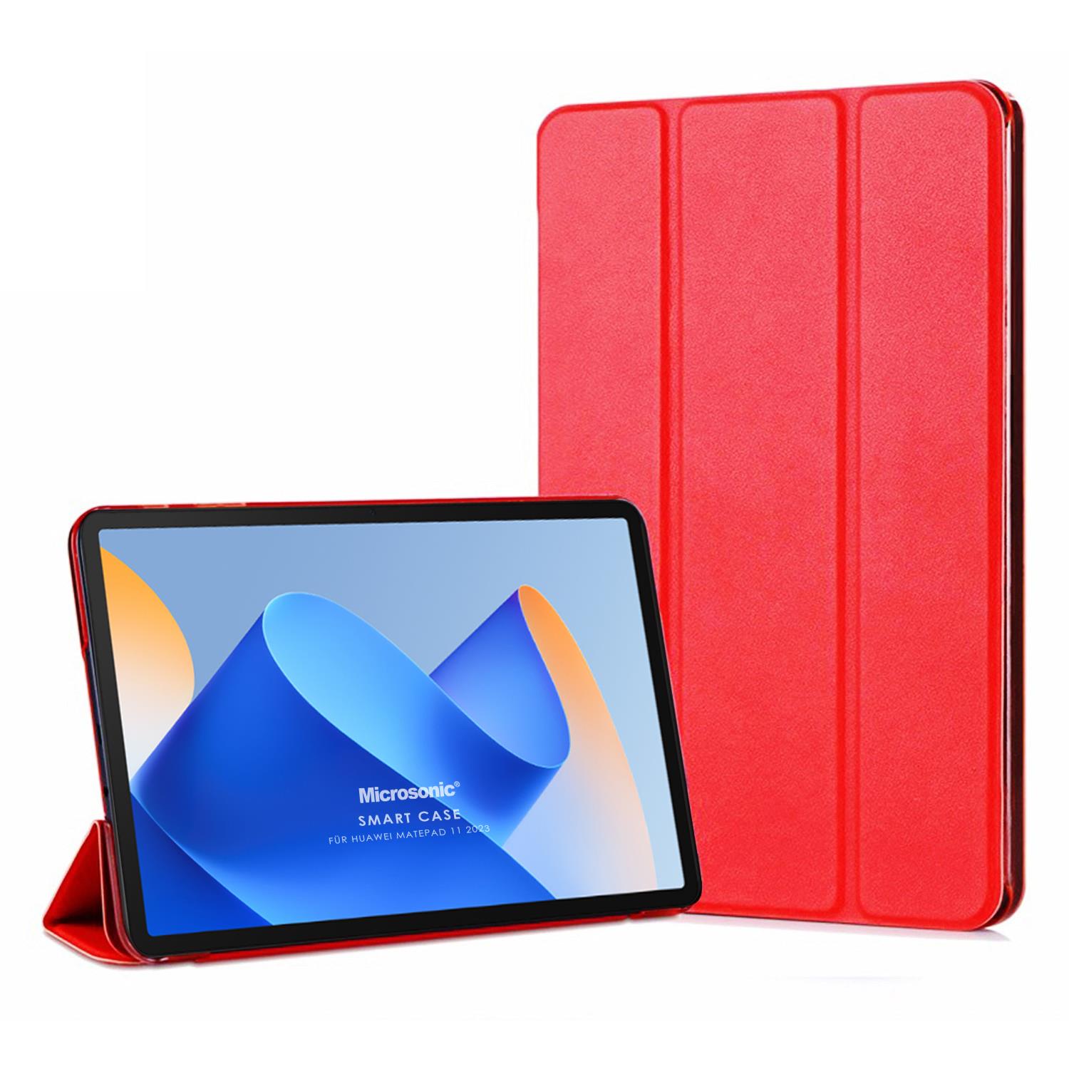 Microsonic Huawei MatePad 11 5 Kılıf Slim Translucent Back Smart Cover Kırmızı