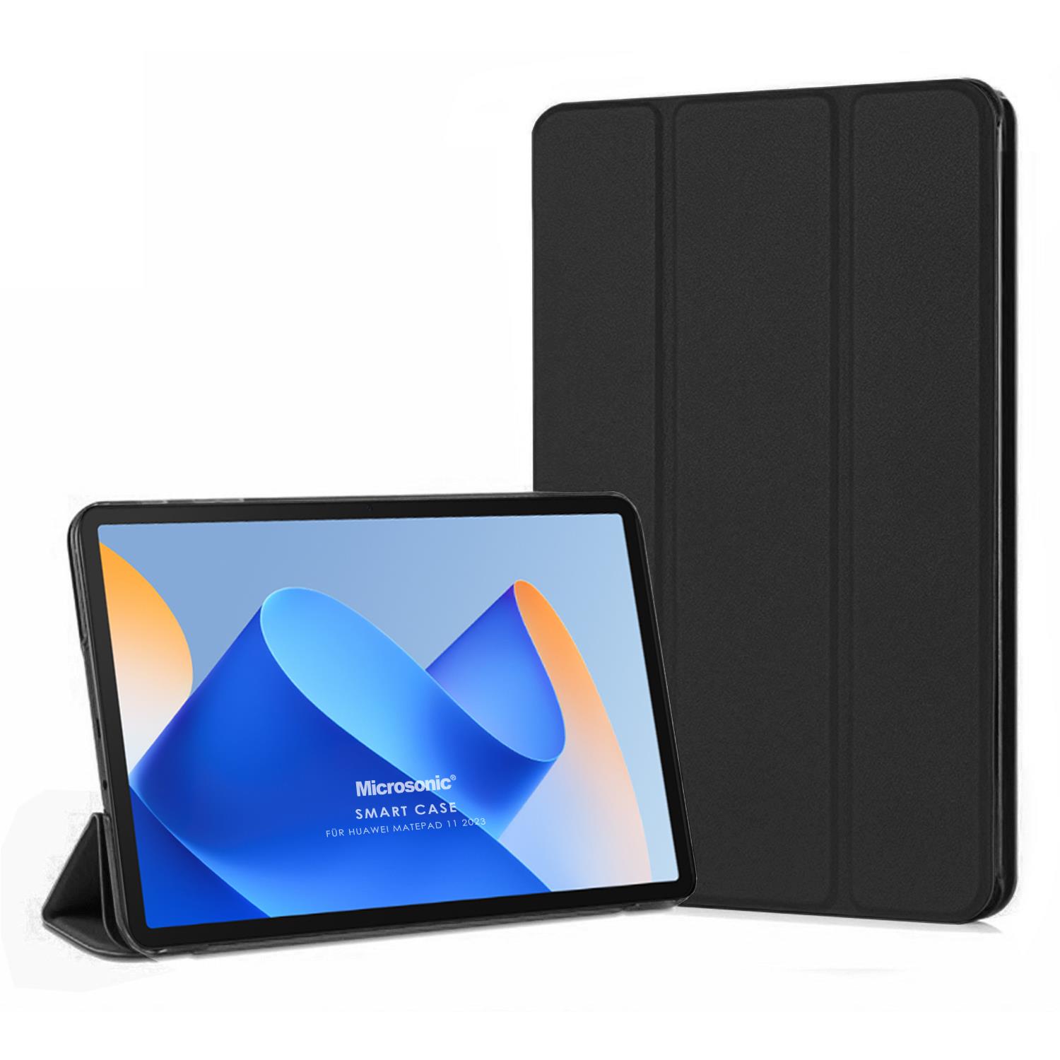 Microsonic Huawei MatePad 11 5 Kılıf Slim Translucent Back Smart Cover Siyah