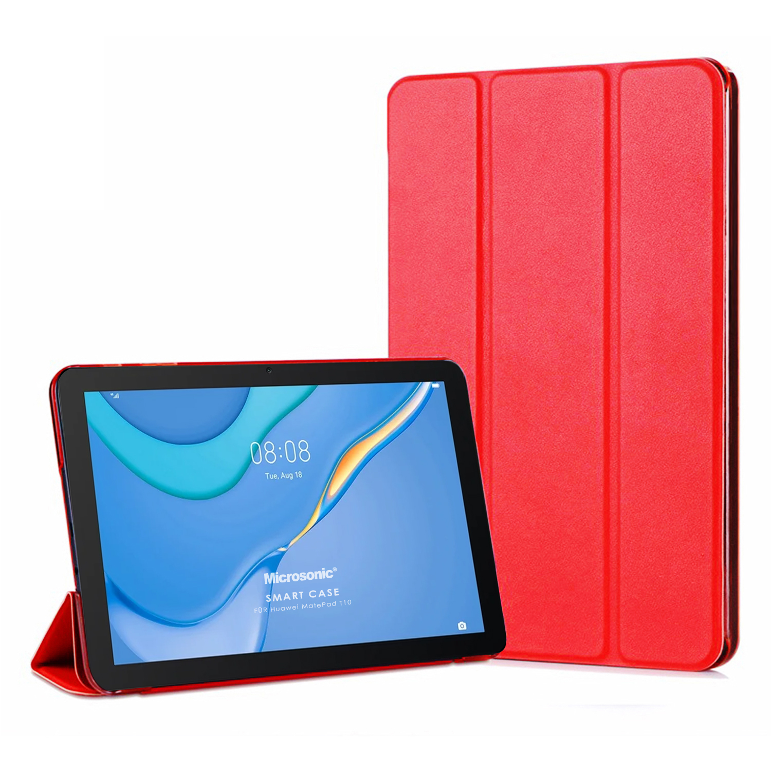 Microsonic Huawei MatePad SE Kılıf Slim Translucent Back Smart Cover Kırmızı