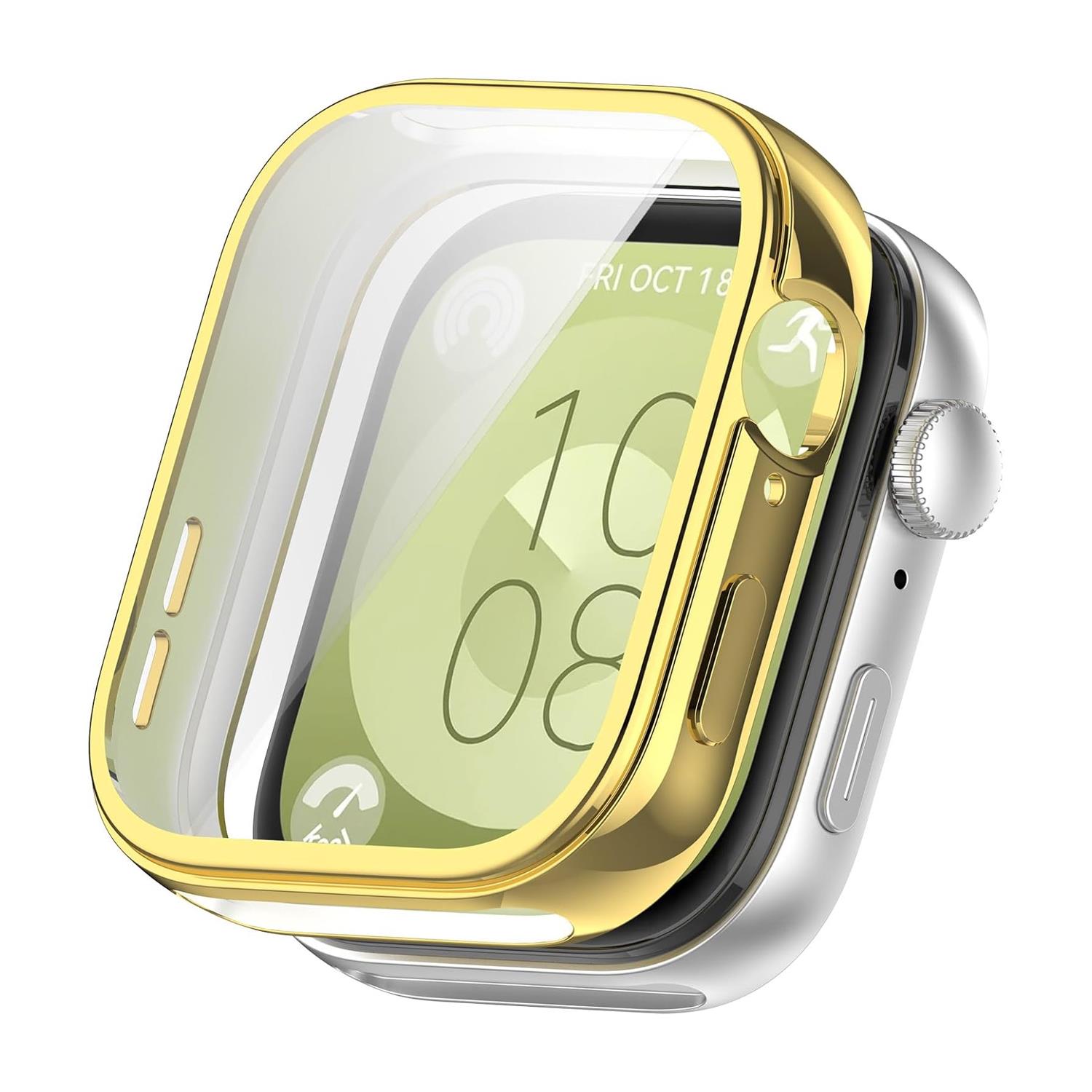 Microsonic Huawei Watch Fit 3 Kılıf 360 Full Round Soft Silicone Gold