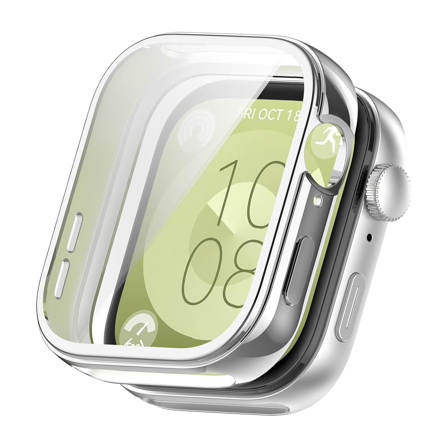 Microsonic Huawei Watch Fit 3 Kılıf 360 Full Round Soft Silicone Gümüş