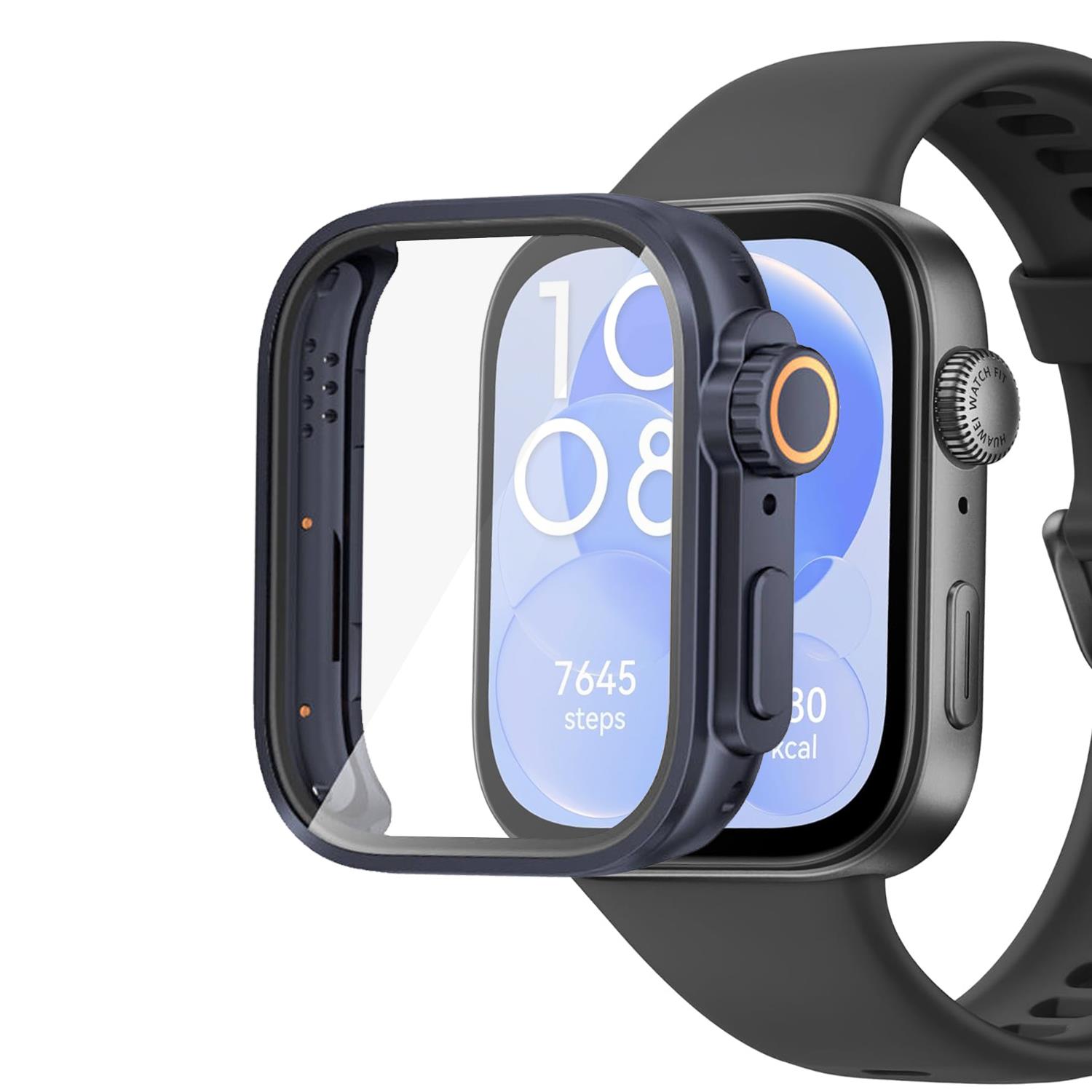 Microsonic Huawei Watch Fit 3 Kılıf Apple Watch Ultra Dönüştürücü Ekran Koruyucu Kasa Lacivert