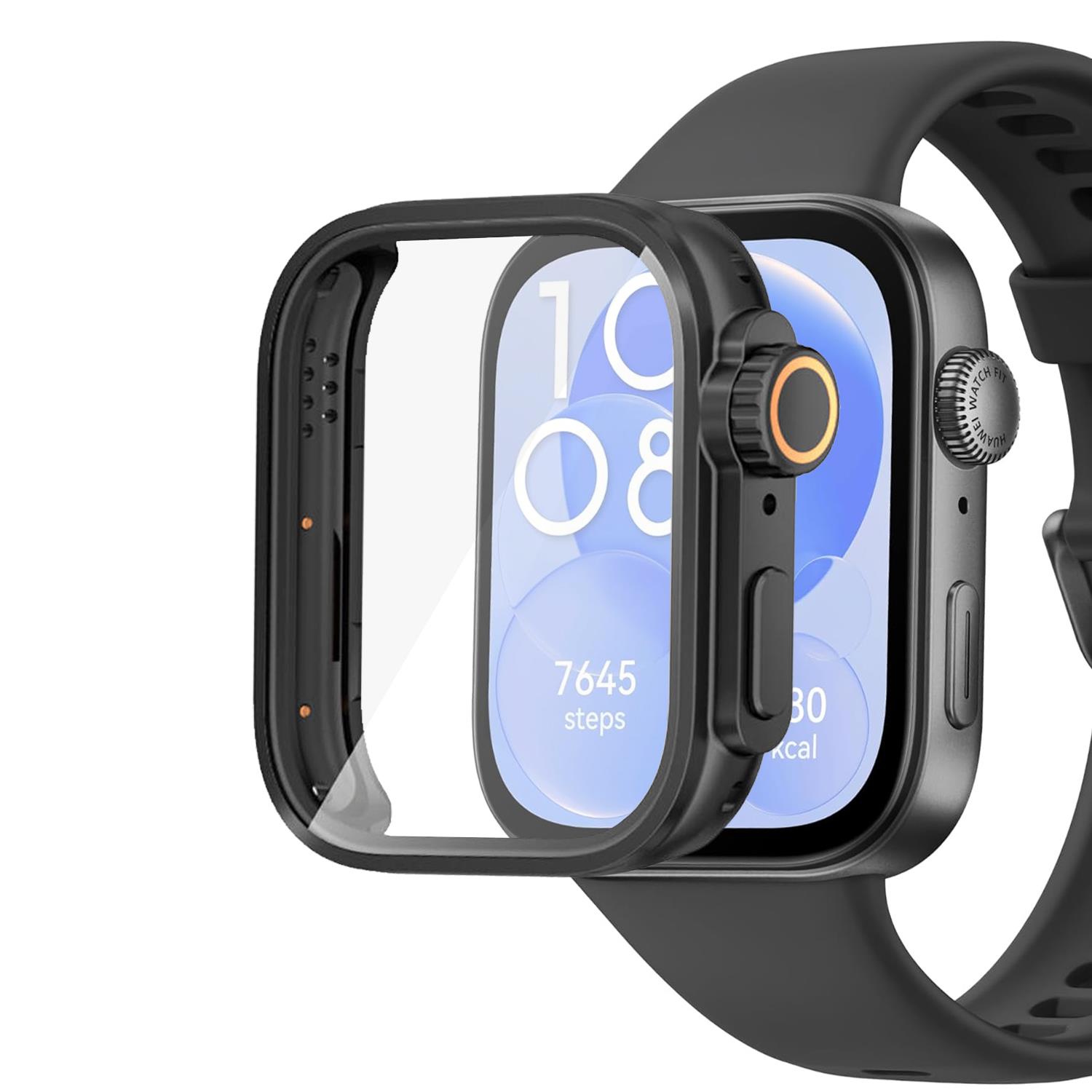 Microsonic Huawei Watch Fit 3 Kılıf Apple Watch Ultra Dönüştürücü Ekran Koruyucu Kasa Siyah