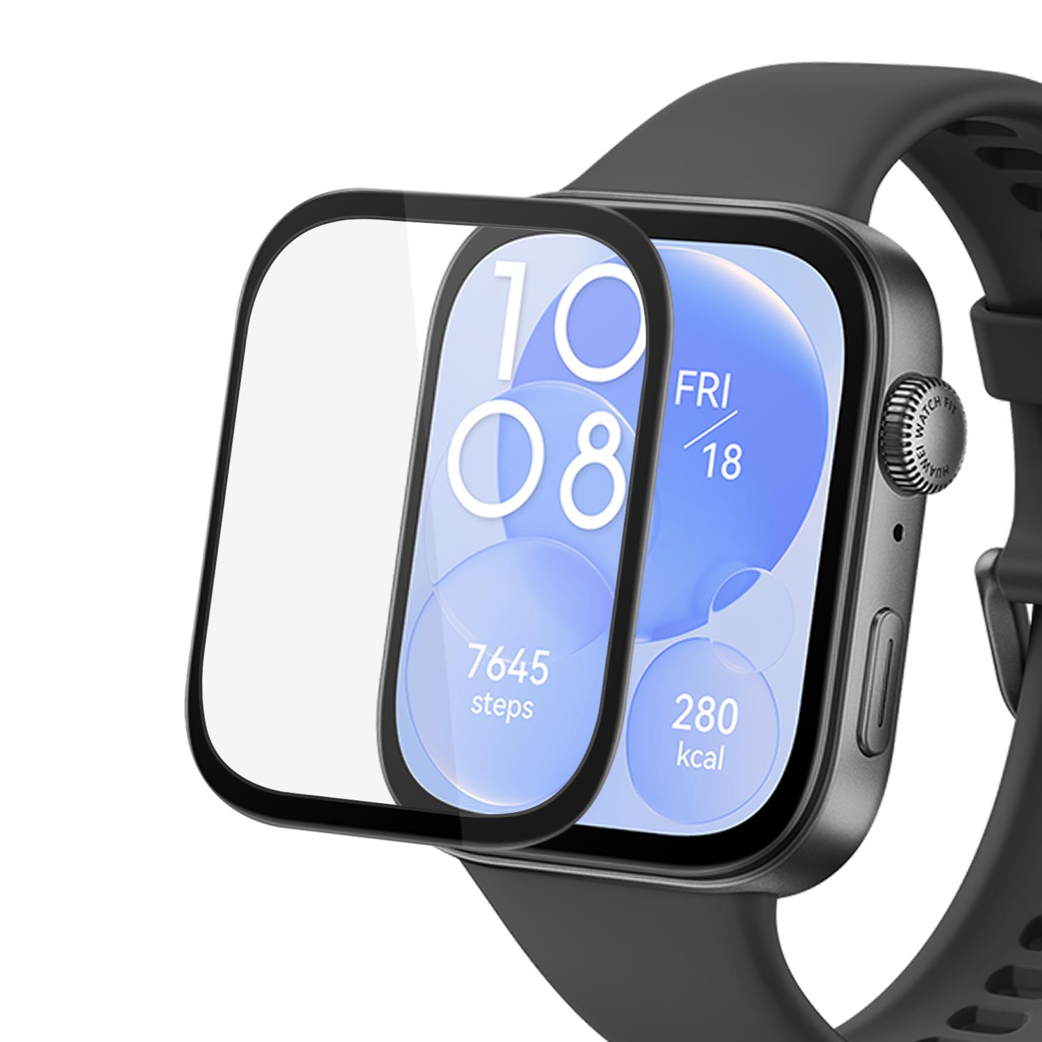 Microsonic Huawei Watch Fit 3 Tam Kaplayan Nano Cam Ekran Koruyucu Siyah