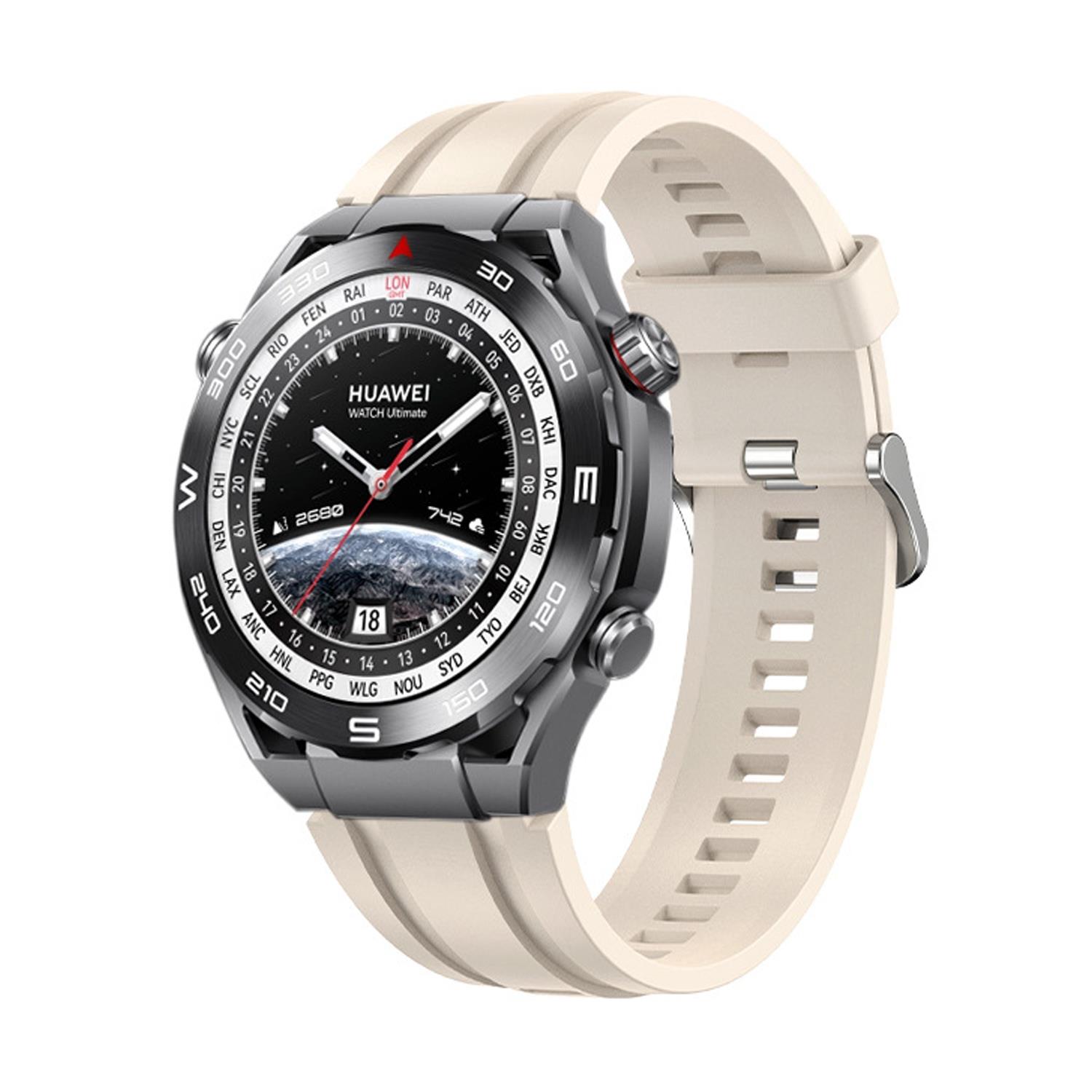Microsonic Huawei Watch Ultimate Kordon Silicone Sport Band Bej
