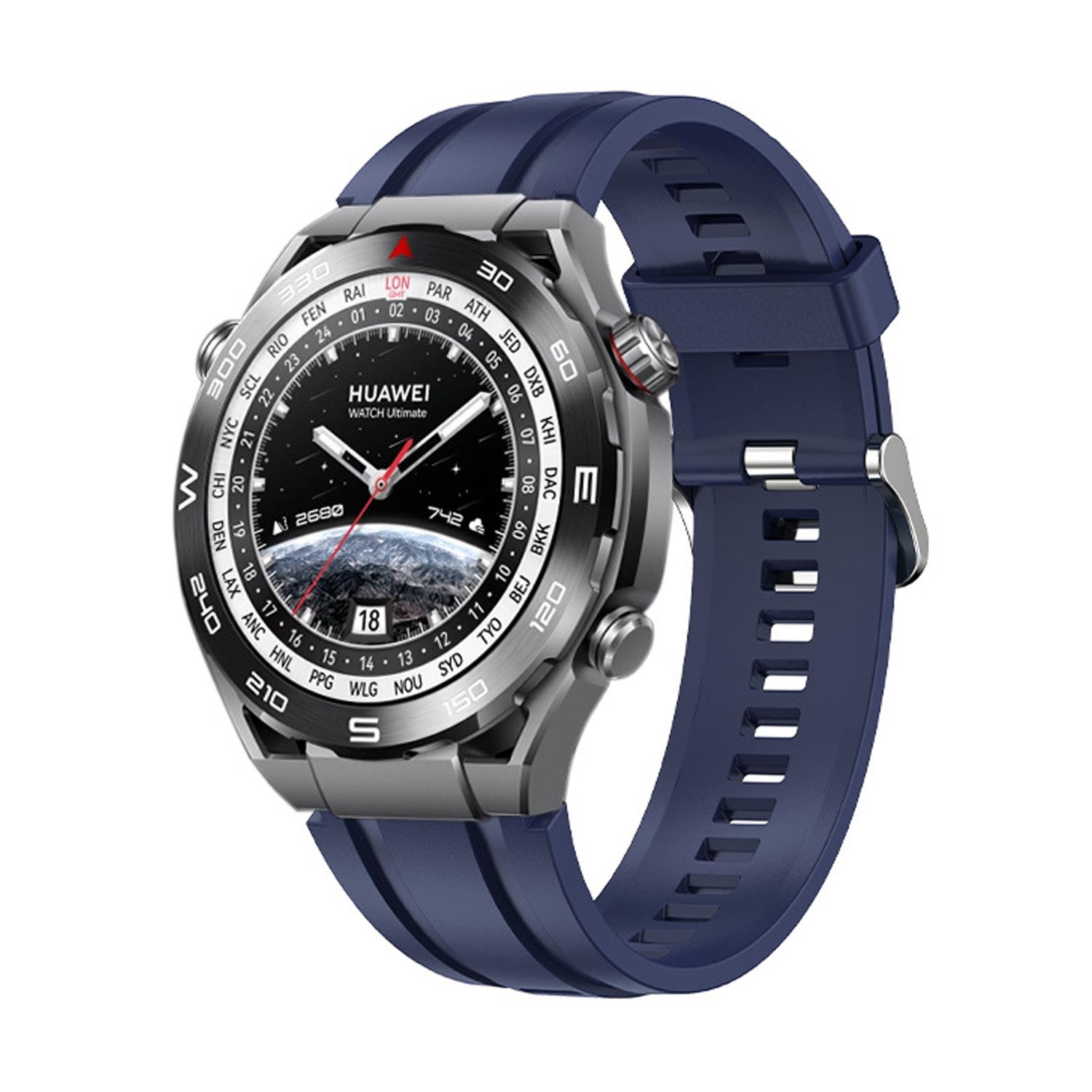 Microsonic Huawei Watch Ultimate Kordon Silicone Sport Band Lacivert