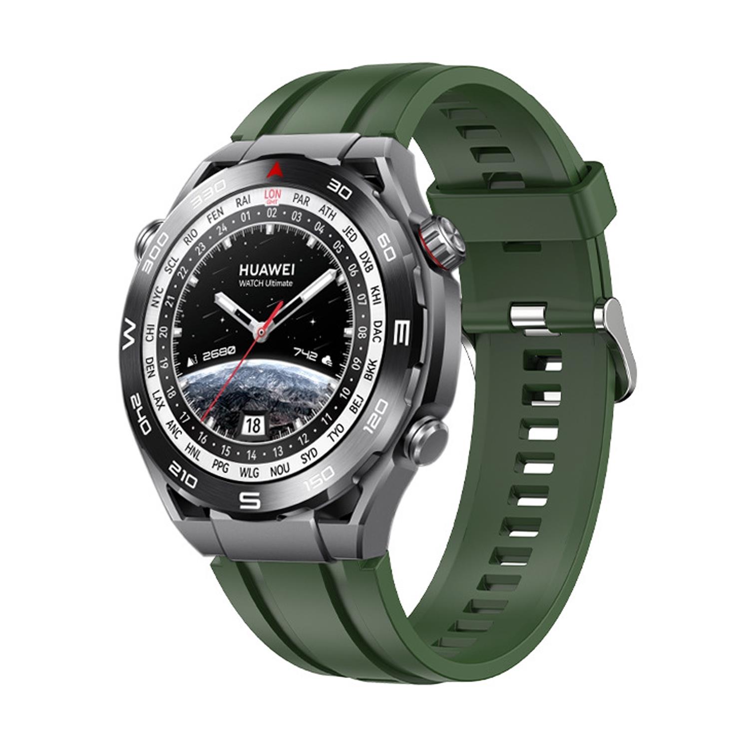 Microsonic Huawei Watch Ultimate Kordon Silicone Sport Band Yeşil