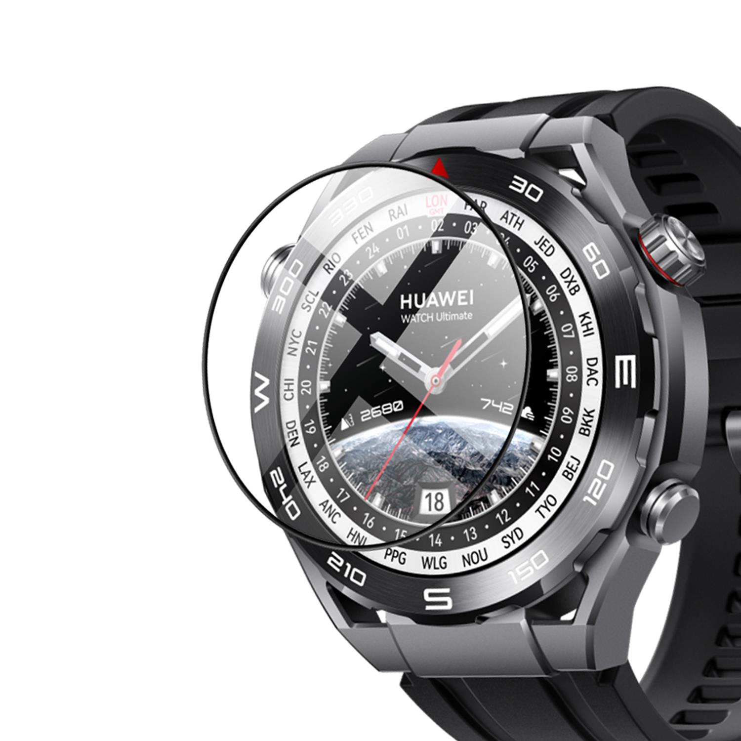 Microsonic Huawei Watch Ultimate Tam Kaplayan Nano Cam Ekran Koruyucu Siyah