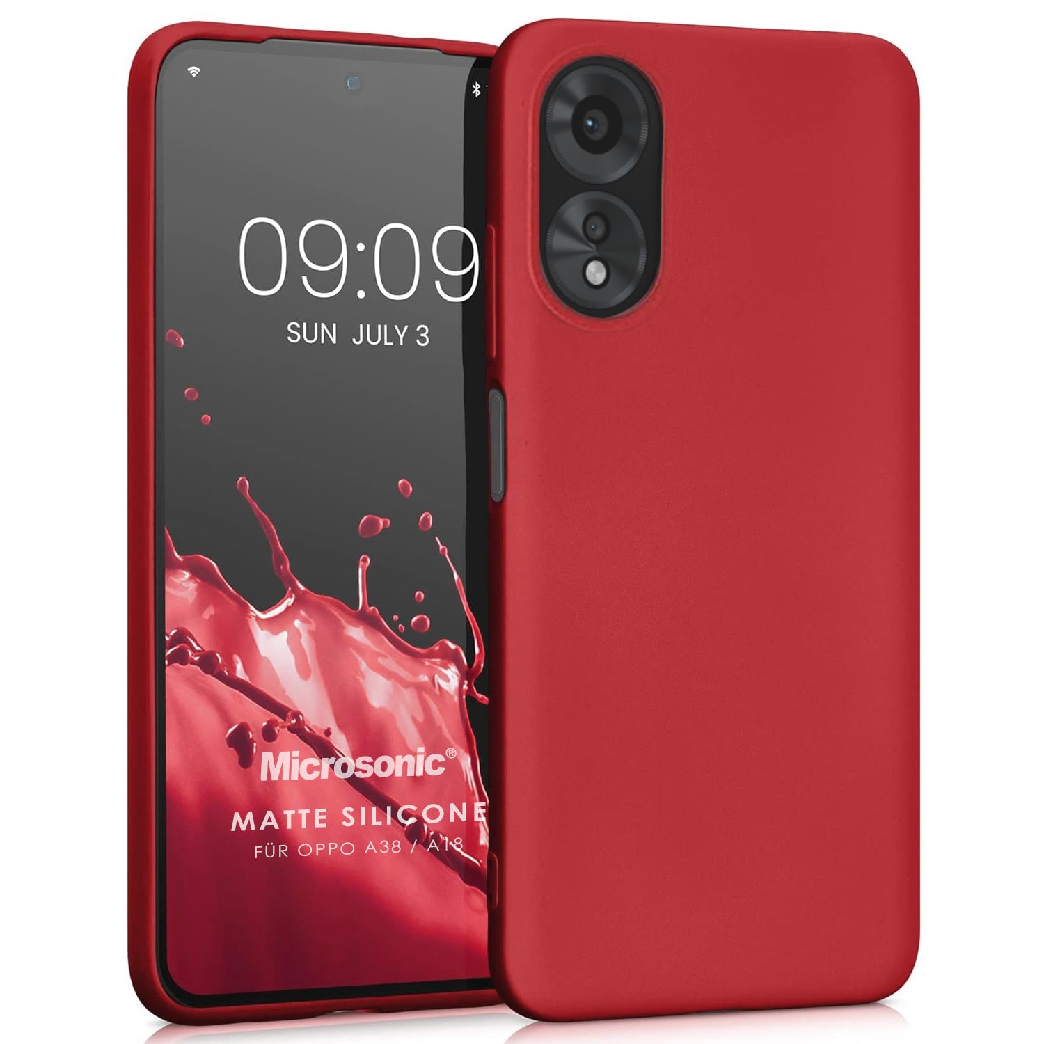 Microsonic Matte Silicone Oppo A18 Kılıf Kırmızı