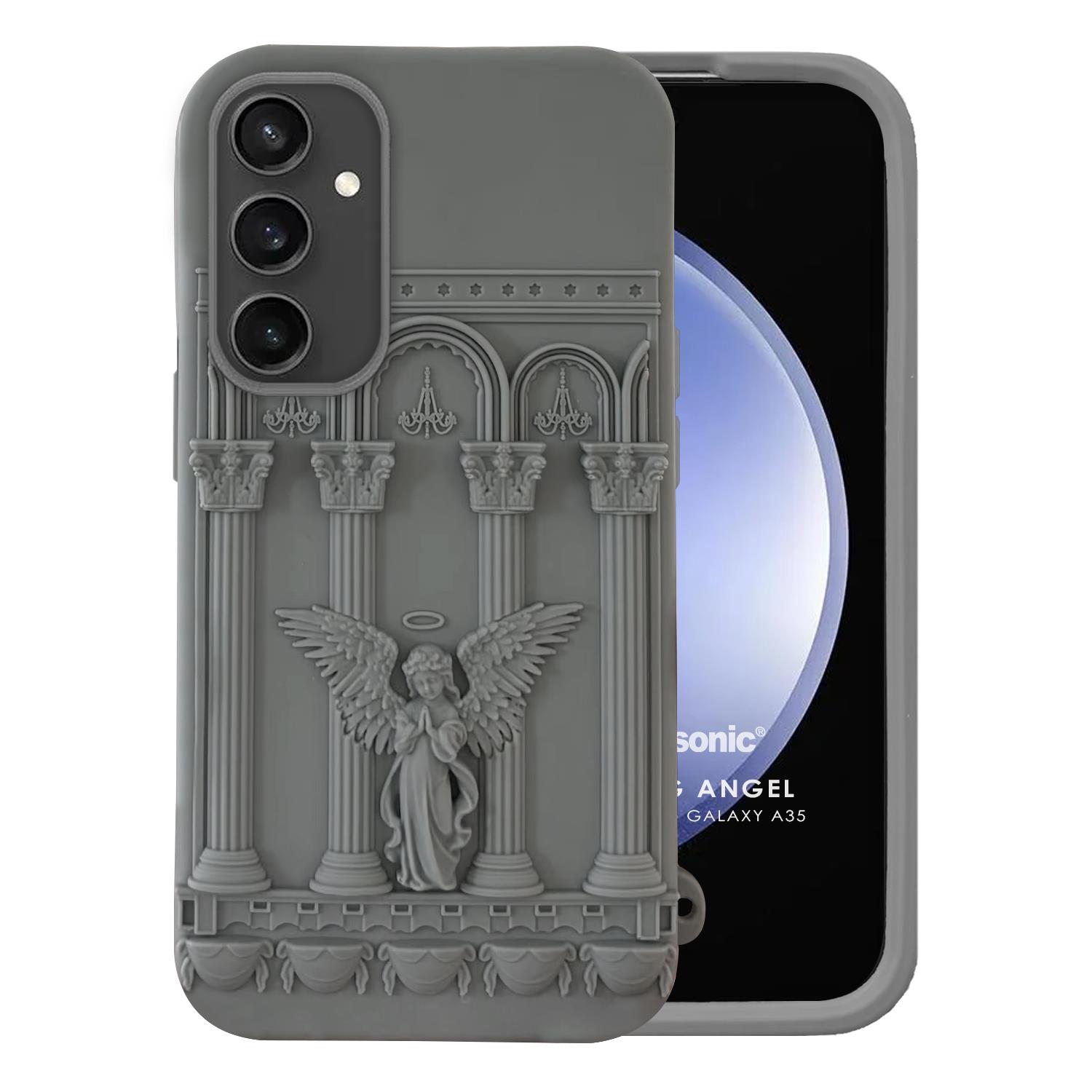 Microsonic Samsung Galaxy A35 Kılıf Praying Angel Gri