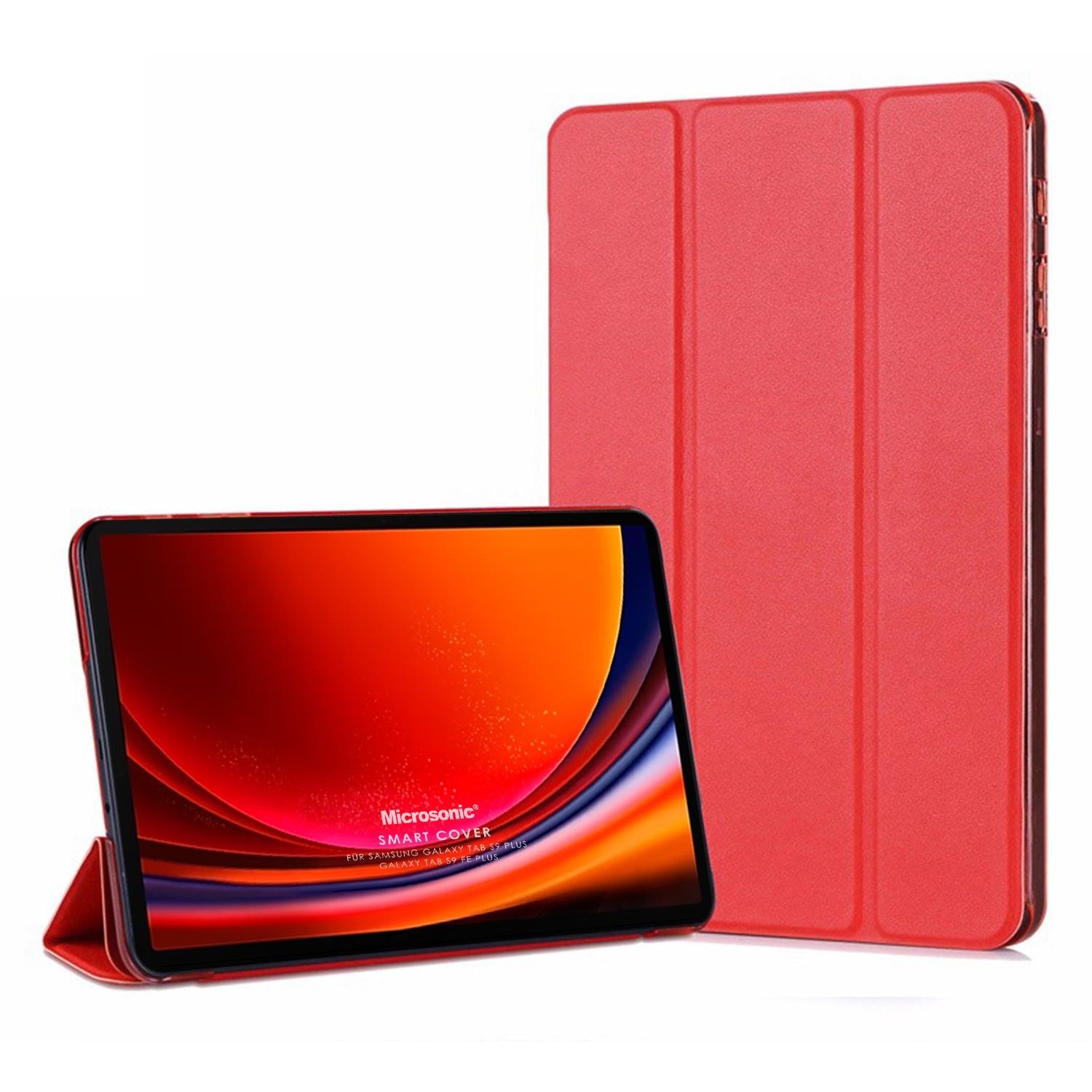Microsonic Samsung Galaxy Tab S9 FE Kılıf Slim Translucent Back Smart Cover Kırmızı