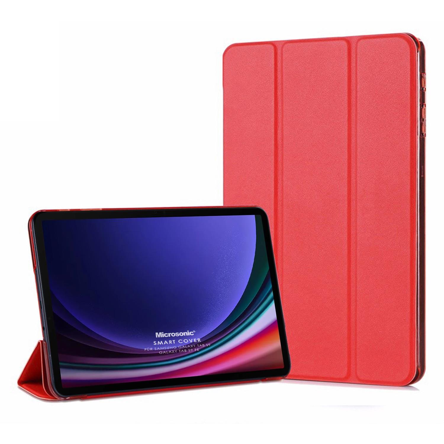 Microsonic Samsung Galaxy Tab S9 FE Kılıf Slim Translucent Back Smart Cover Kırmızı