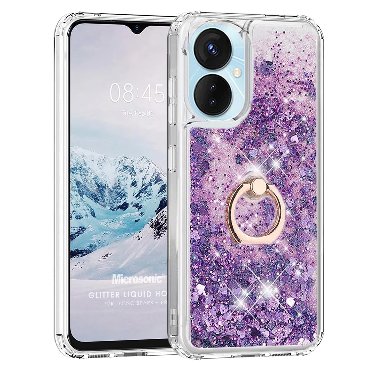 Microsonic TECNO Spark 9 Pro Kılıf Glitter Liquid Holder Mor