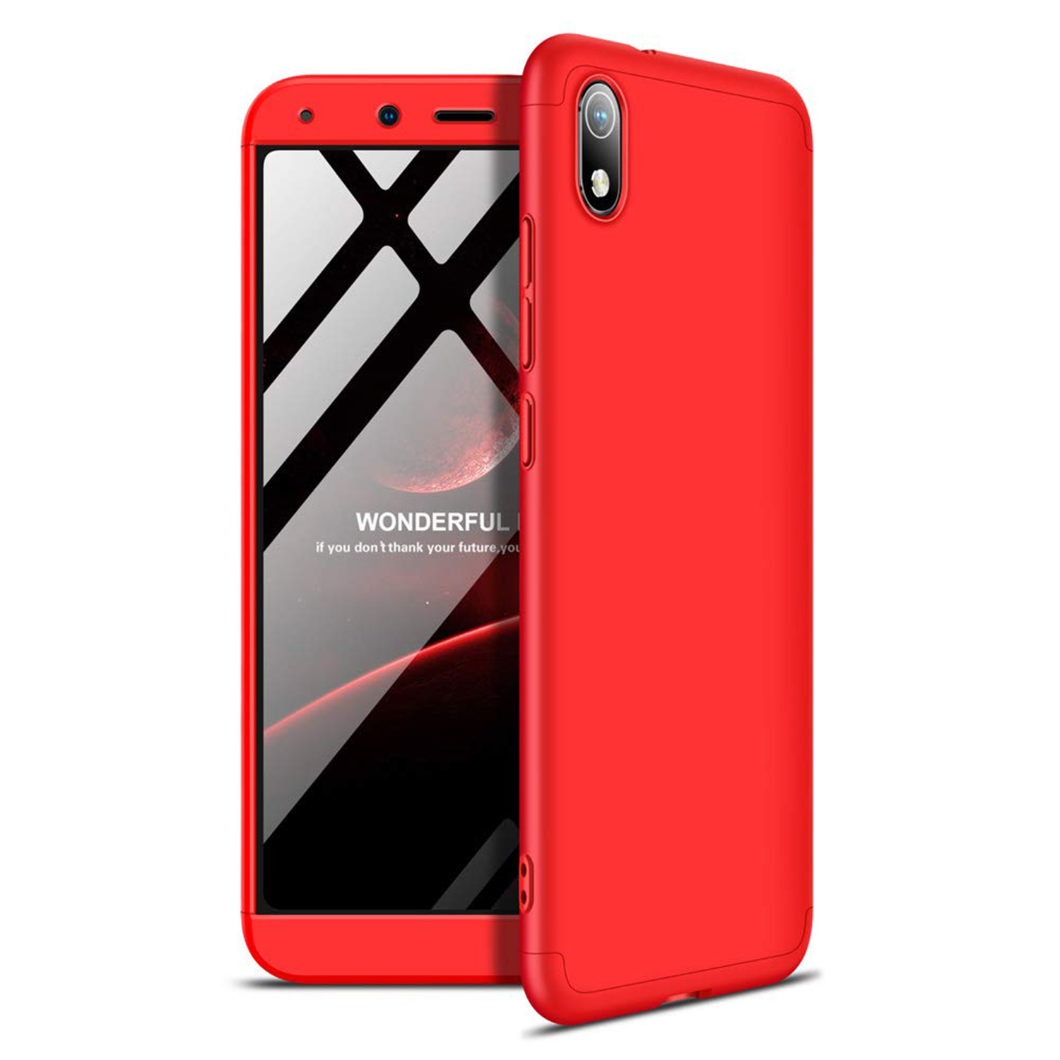 Microsonic Xiaomi Redmi 7A Kılıf Double Dip 360 Protective Kırmızı