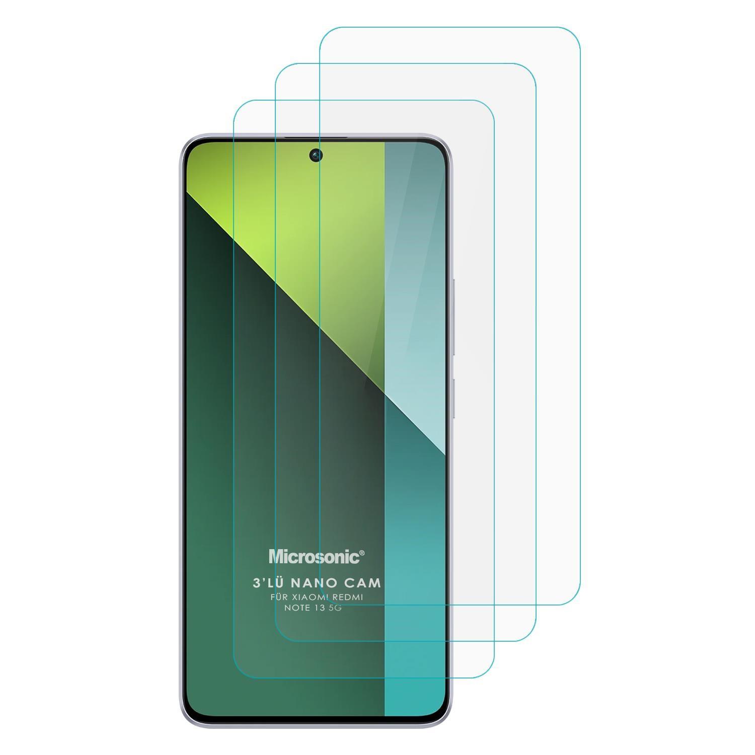 Microsonic Xiaomi Redmi Note 13 5G Screen Protector Nano Glass Cam Ekran Koruyucu 3 lü Paket