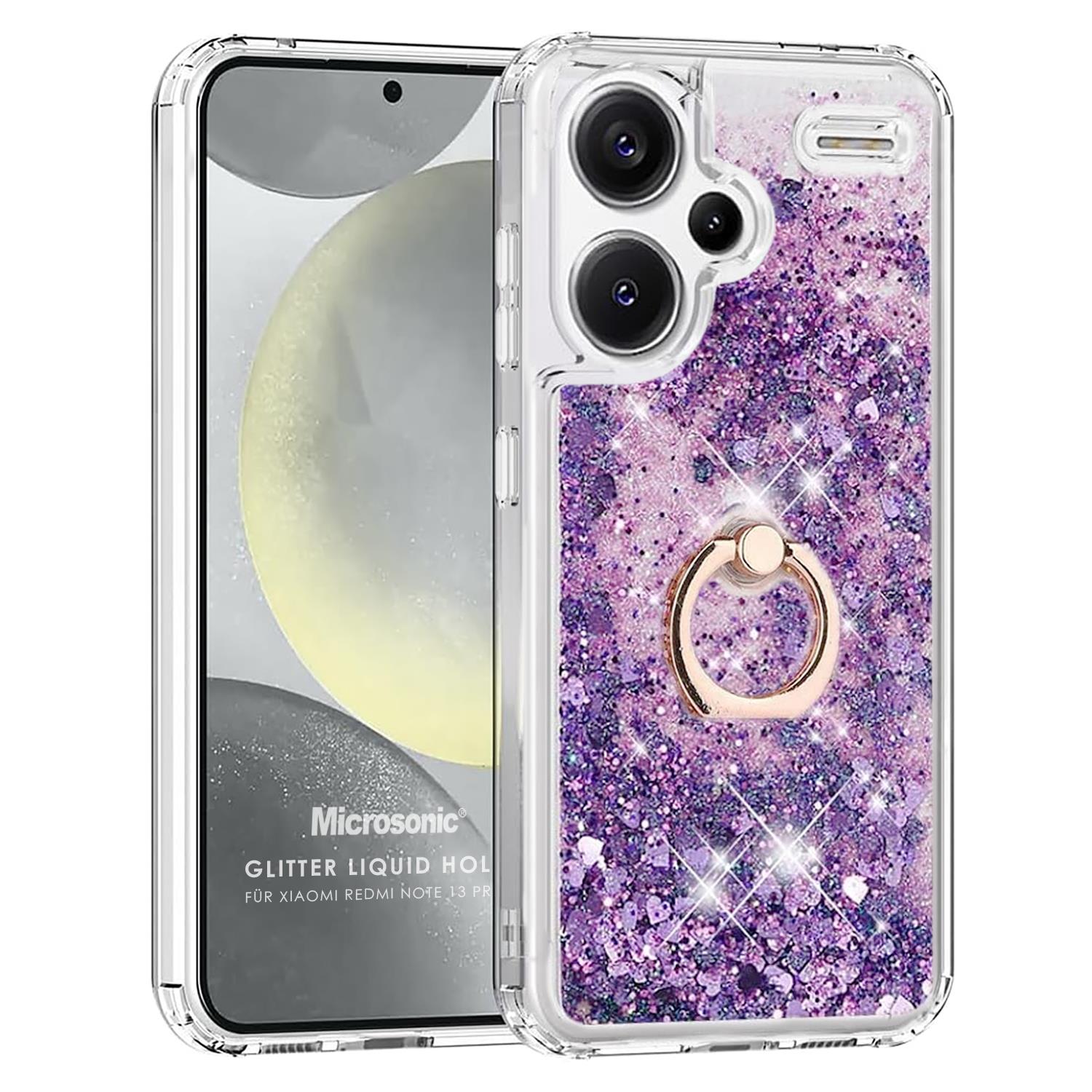 Microsonic Xiaomi Redmi Note 13 Pro Plus 5G Kılıf Glitter Liquid Holder Mor