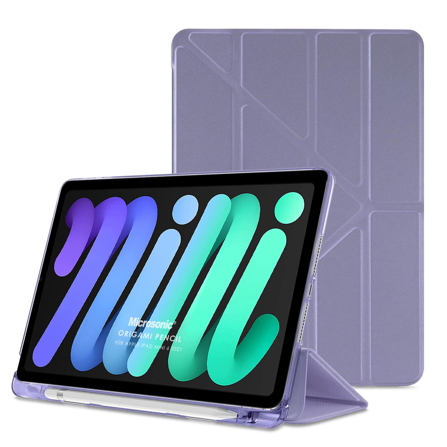 Microsonic Apple iPad Mini 6 2021 A2567-A2568-A2569 Kılıf Origami Pencil Lila
